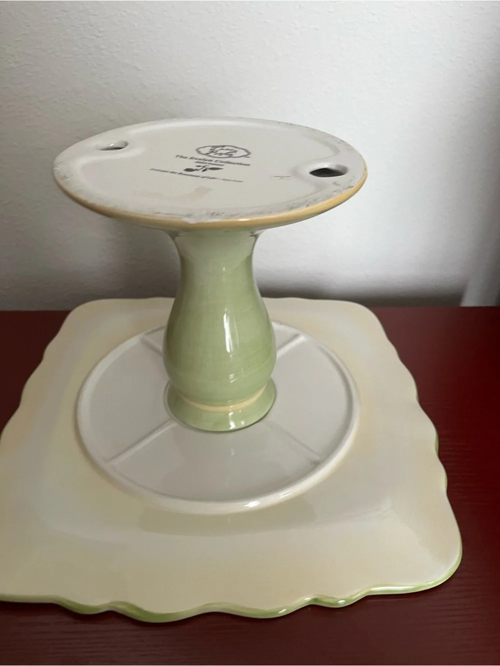 Tracy Porter Evelyn Collect Square Pedestal Cake Stand Hand Painted Raspberries